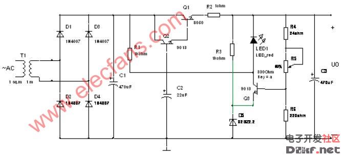 串联型稳压电源的工作原理及电路图