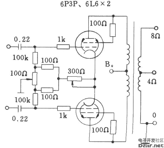 电子管典型自偏压方式功放级电路