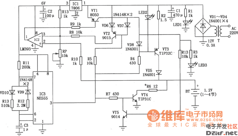 镍镉电池充电器lm393电路图