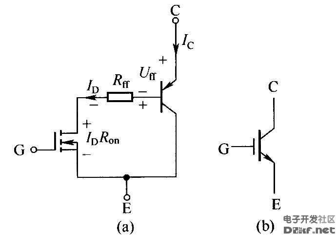 n沟道igbt的简化等效电路和电气图形符号