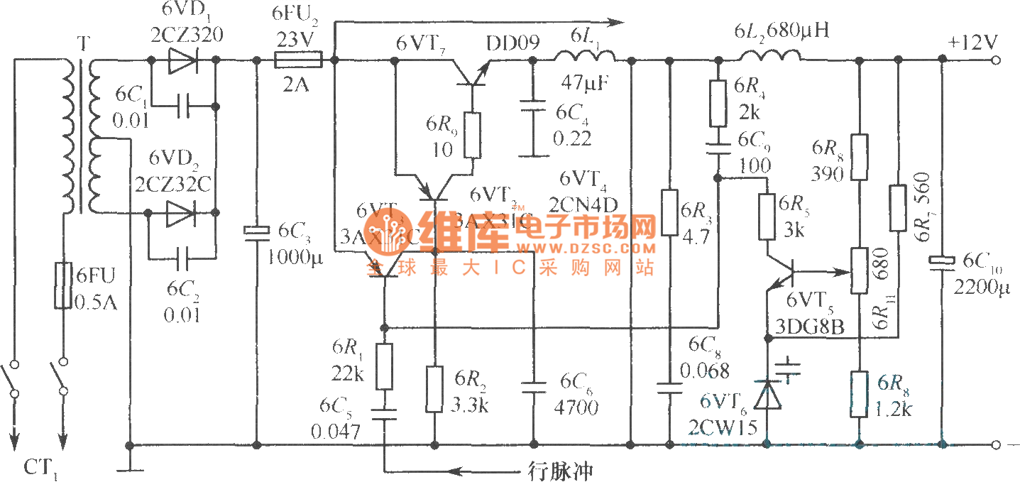 脉冲调霓式开关稳压电源应用电路