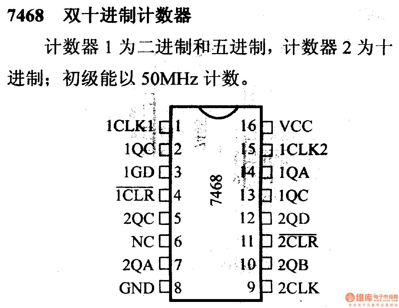 74系列数字电路7468双十进制计数器