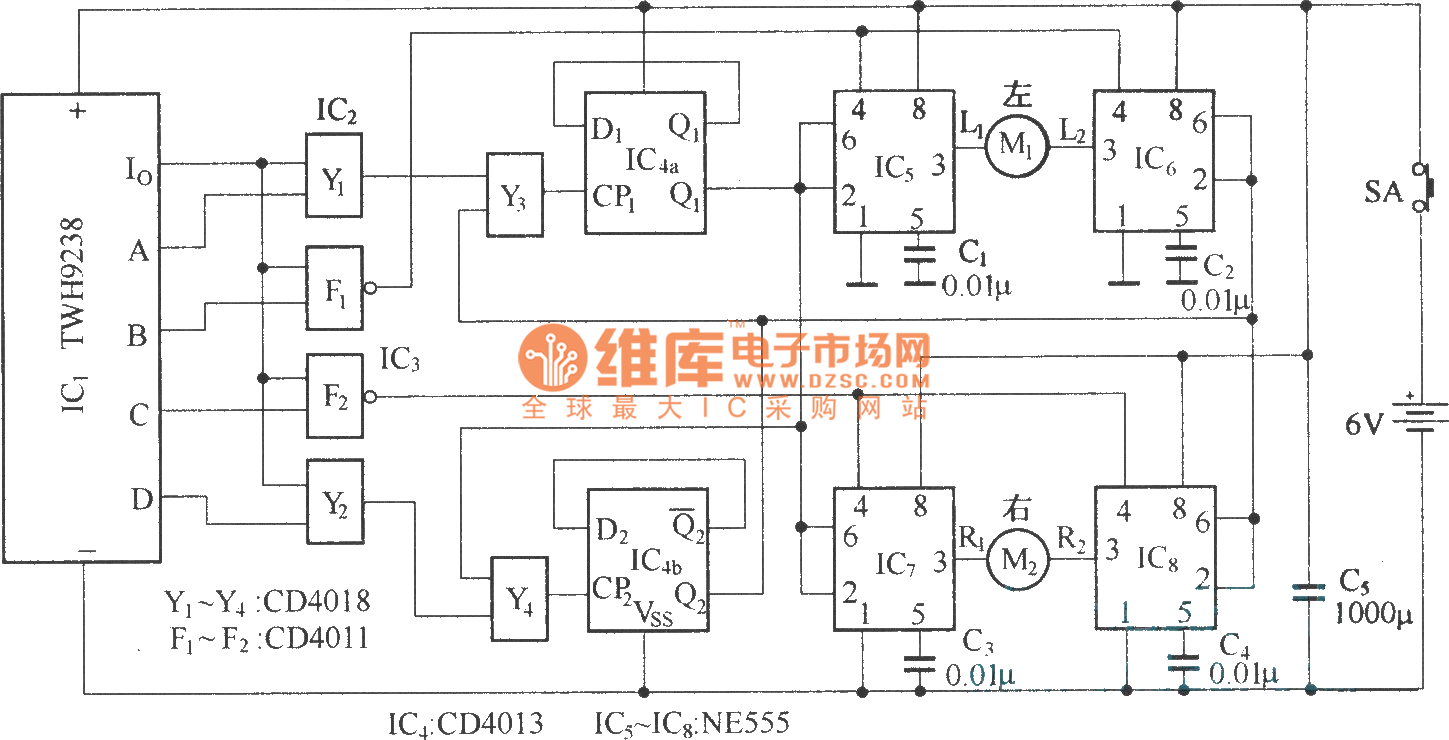 无线电遥控电动车电路