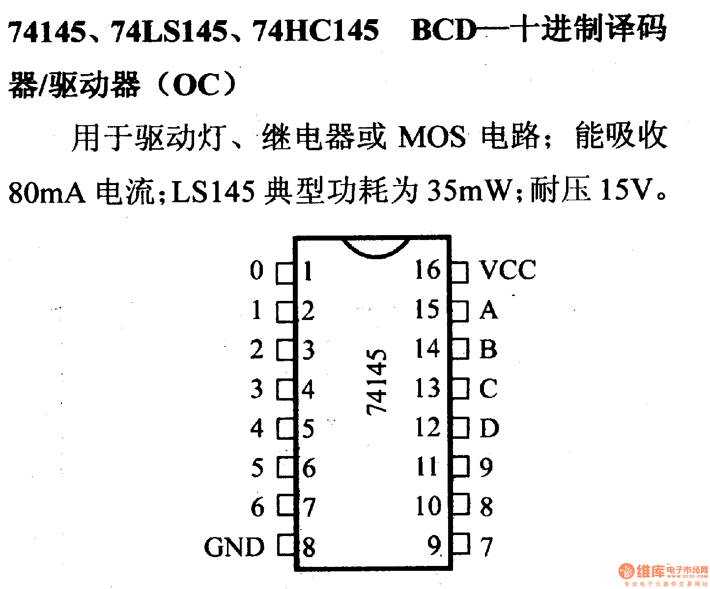 74ls145等bcd-十进制译码器/驱动器(oc)