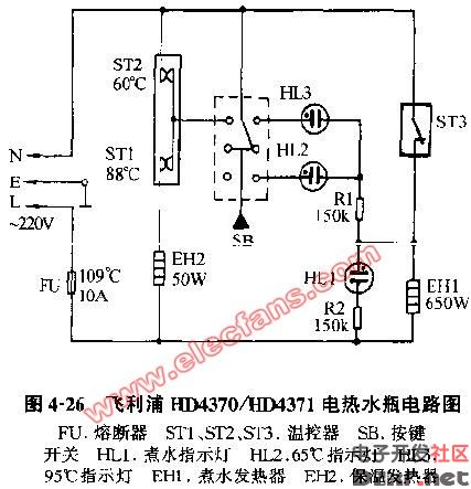 飞利浦HD4370HD4371型电热水瓶电路图