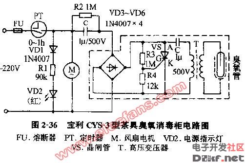 宝利cys3型茶具臭氧消毒柜电路图