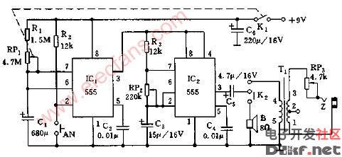 电子定时,,按摩器电路图