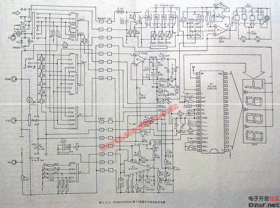 dt890a型数字万用表电路图