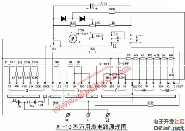 mf10型万用表电路图