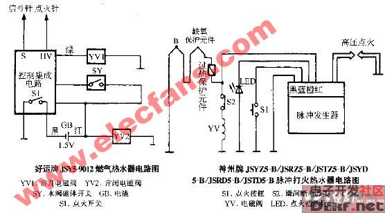 好运牌jsy5-9012燃气热水器电路图