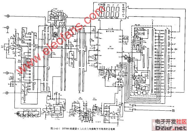 dt940改进型412直有效值数字万用表的总电路图