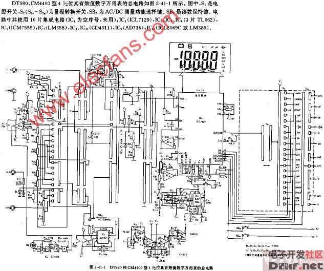 dt980和cm4400型412位真有效值数字万用表的总电路图