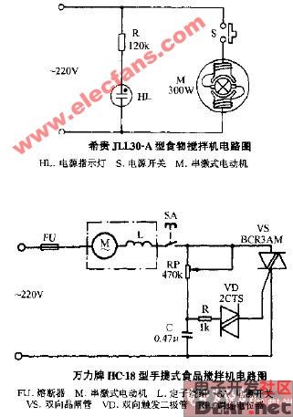 希贵jll30a型食物搅拌机电路图