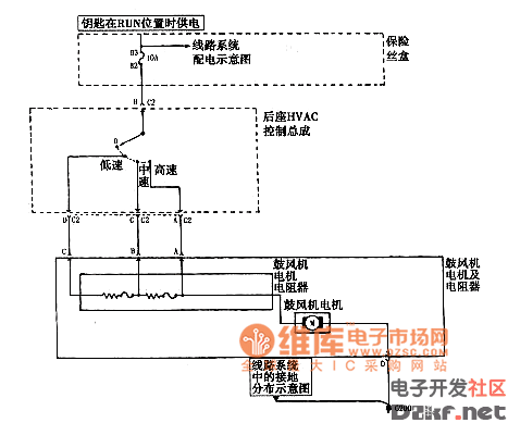 君威轿车2.0l暖风,通风与空调系统鼓风机控制电路图