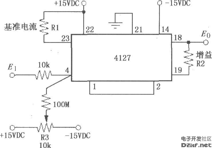 输入电压E1为正时的对数变换功能电路(对数放大器4127)