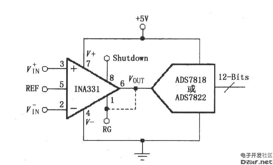 由INA331／332构成的直接驱动电容性输入的A／D变换器