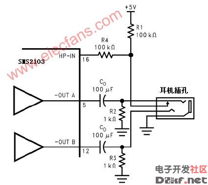 hwd2163组成的耳机功放电路图