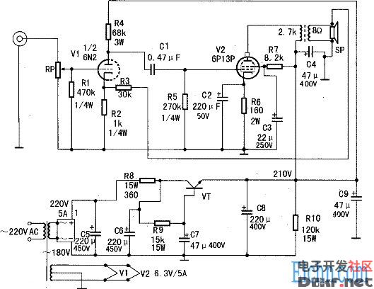 用6p13p做的胆机功放电路