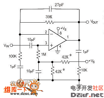 单电源,低压,低功耗运算放大器电路图