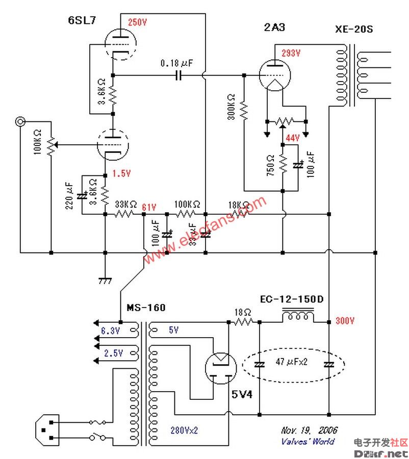 2a3电子管功率放大器电路图