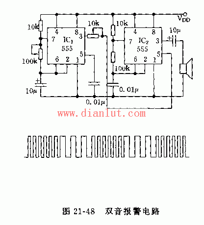 555设计的双音报警电路