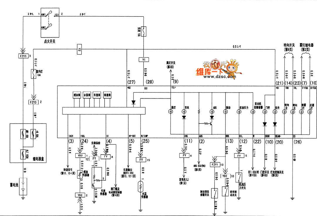 威志轿车组合仪表电路图