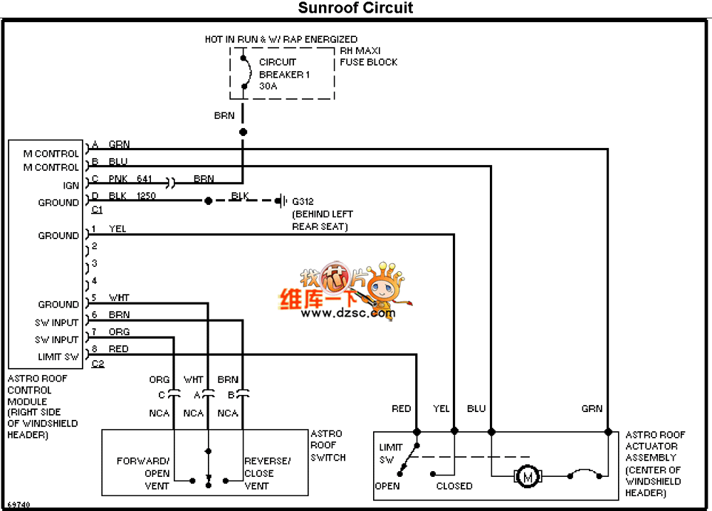 volvo沃而沃s40遮阳蓬电路图