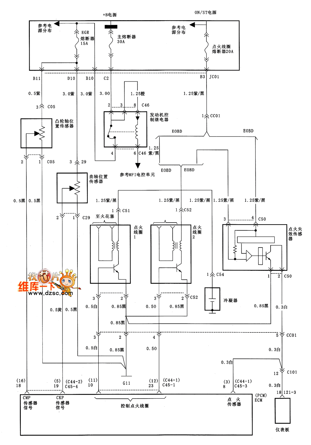 北京现代索纳塔点火系统电路图