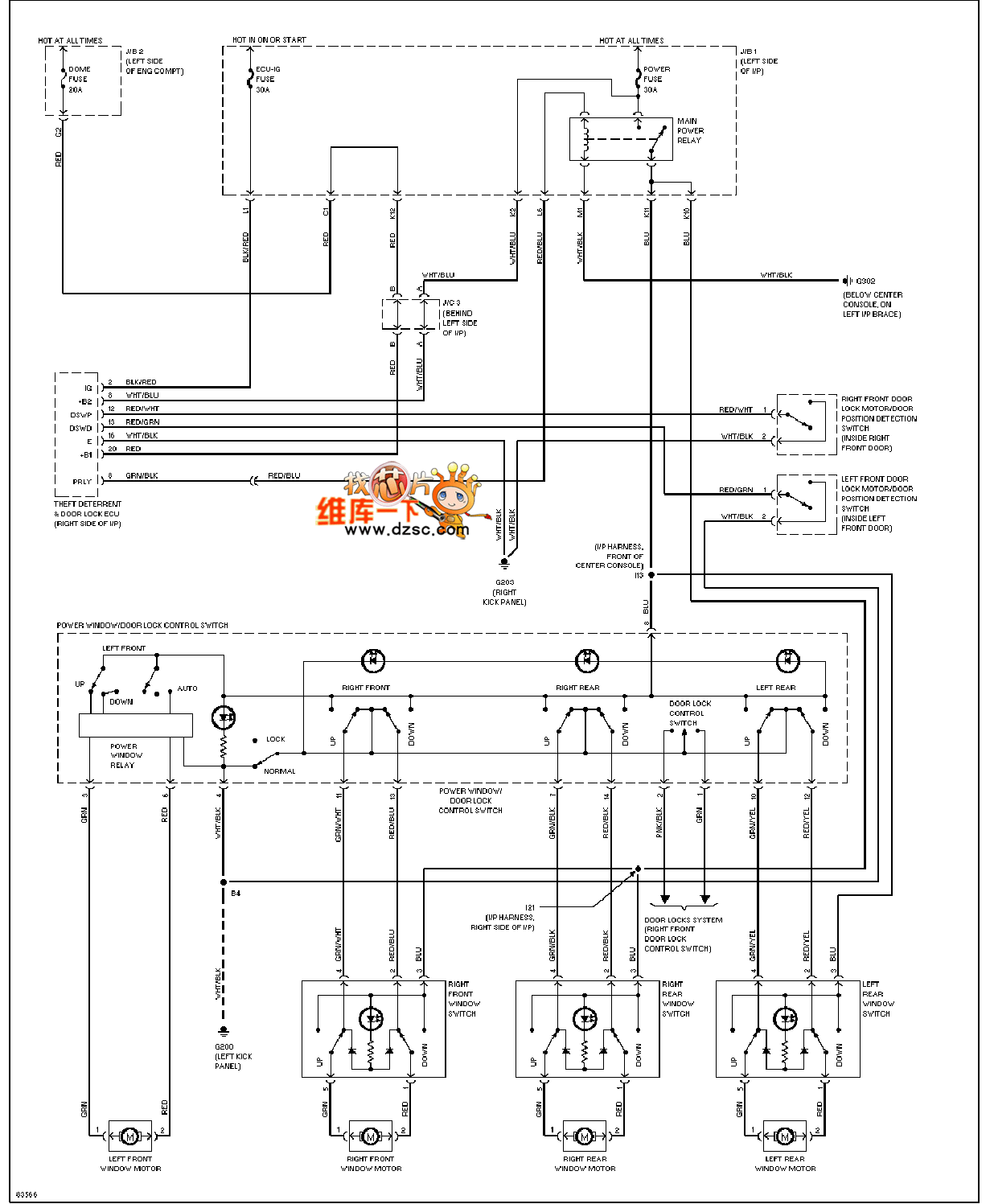 96年凌志es300电动窗电路图