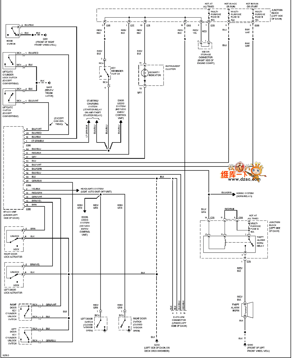 马自达973000gt防盗系统电路图