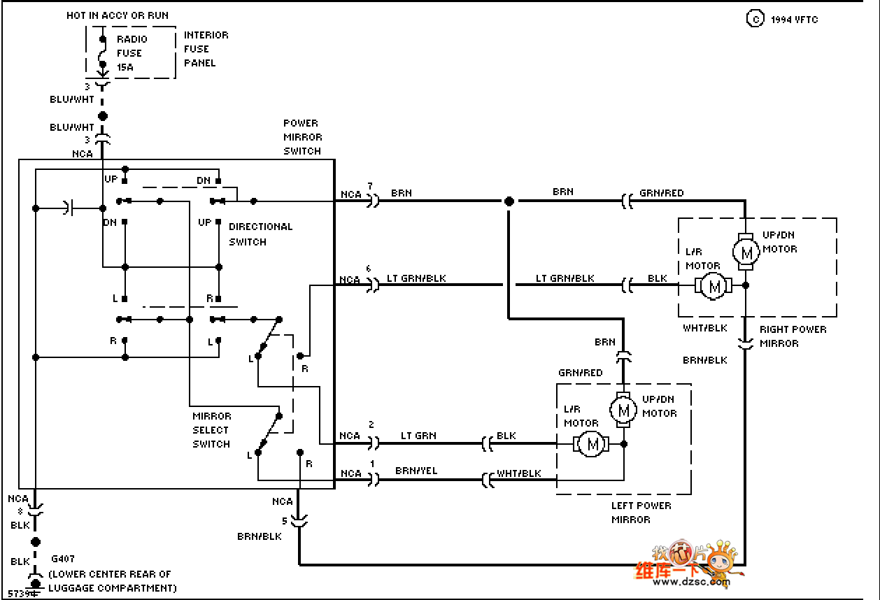 马自达94probe电动后视镜电路图