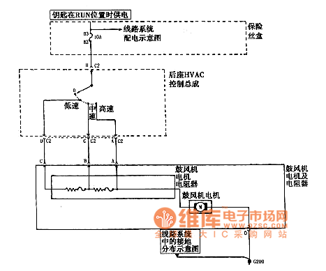 0l暖风,通风与空调系统鼓风机控制电路图