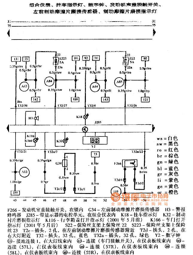 高尔夫宝来组合仪表电路图