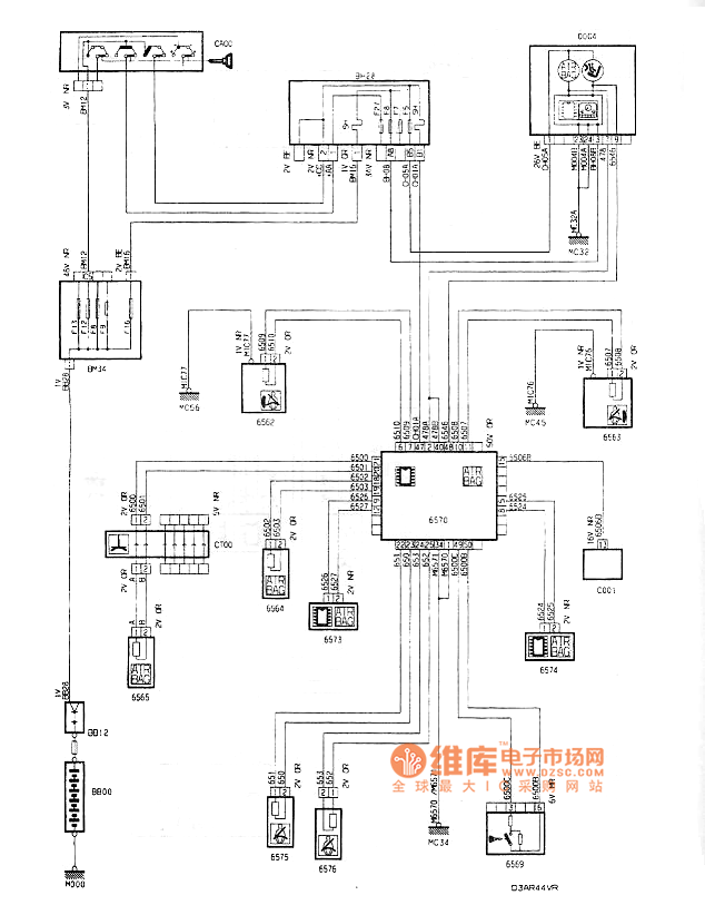 0l轿车安全气囊预张紧安全带电路图