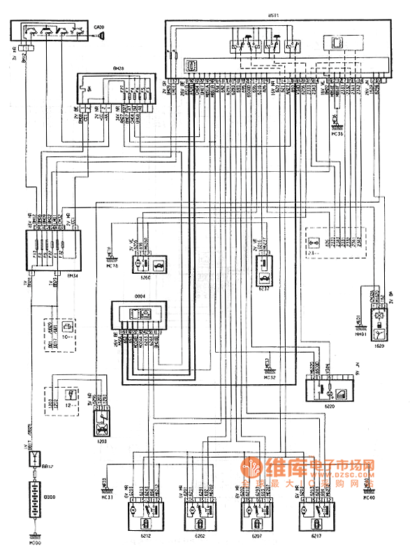 神龙毕加索16l轿车中央门锁电路图