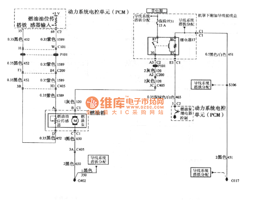 别克gl8燃油油位传感器电路图