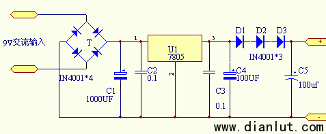 输出3v电压的集成稳压电源电路