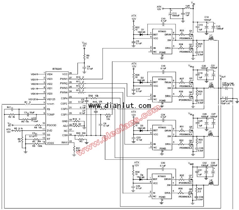 9/945板的cpu供电电路图