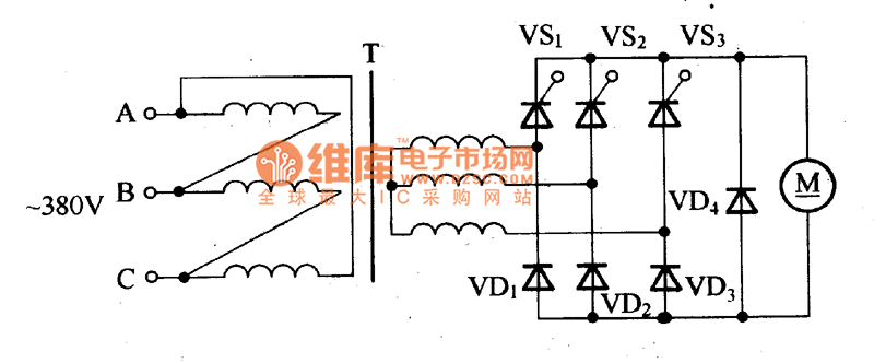 三相桥式晶闸管整流电路图