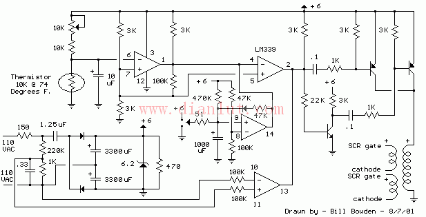 1千瓦加热器温控器电路(可控硅控制)