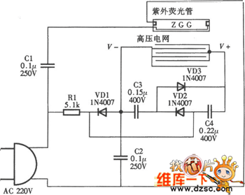 单管灭蚊灯电路图