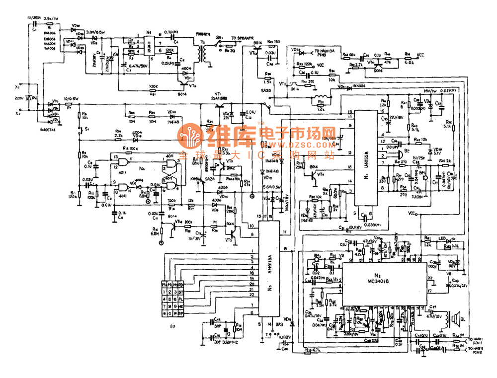 ha288(iv)p/t sd型电话机电路图