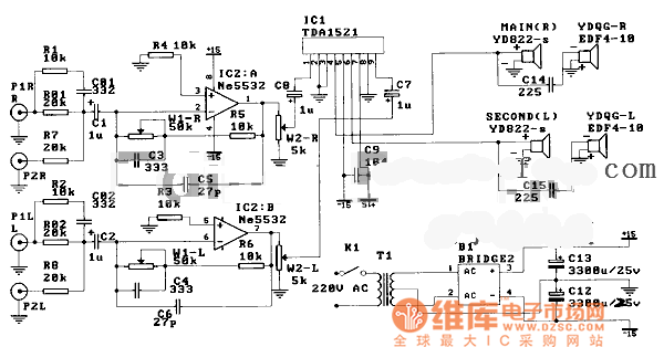 漫步者低音炮电路图