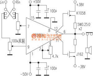 简单的场效应管甲类dc功放电路图