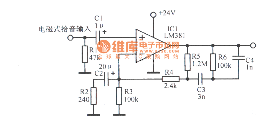 低噪声音频前置放大电路图