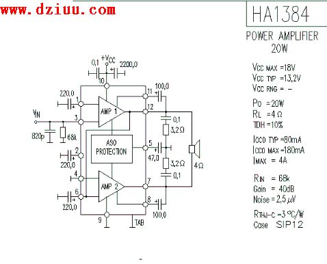 ha1384功放电路图