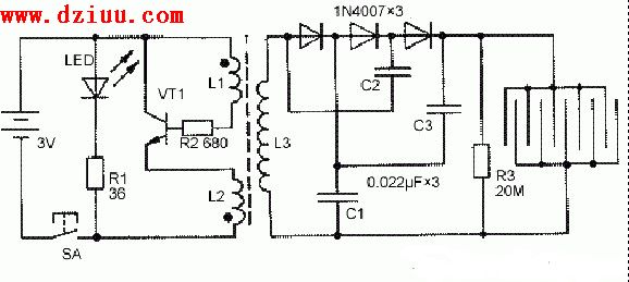 简易电子灭蚊器电路图及工作原理