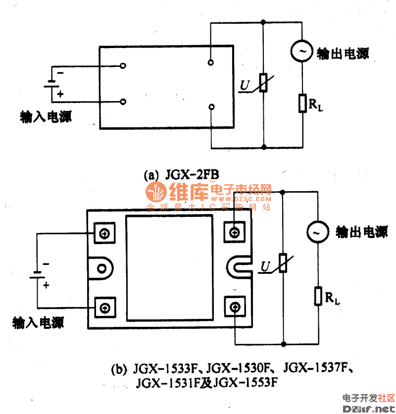 如表列出了一些交流固态继电器的主要特性参数,其端子接线图如图