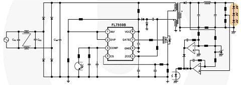 fl7930c pfc应用电路图   采用fl7930b和fan7621s的150w led街灯照明