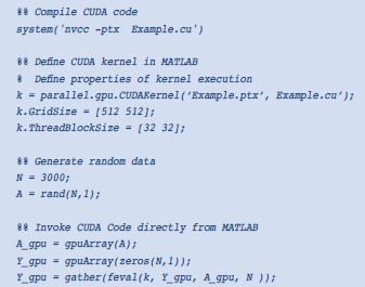 matlab代码示例3,直接从matlab调用cuda代码